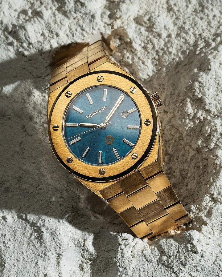 THE VISION ONE WATCH Goud / Blauw 42 MM