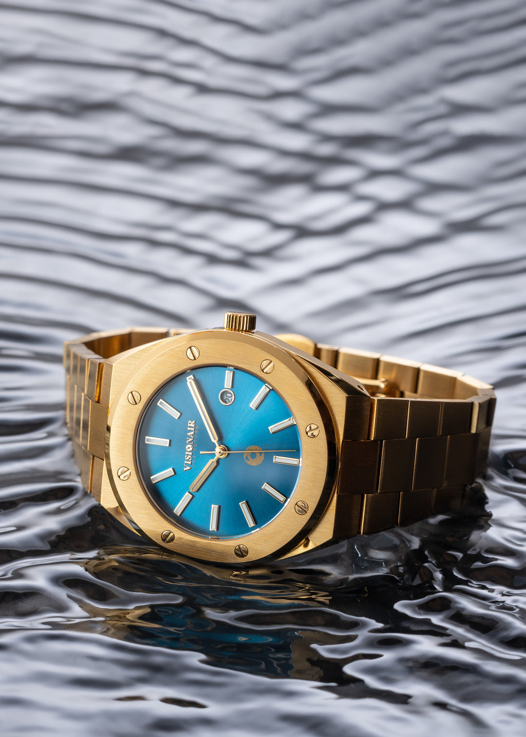 THE VISION ONE WATCH Goud / Blauw 42 MM